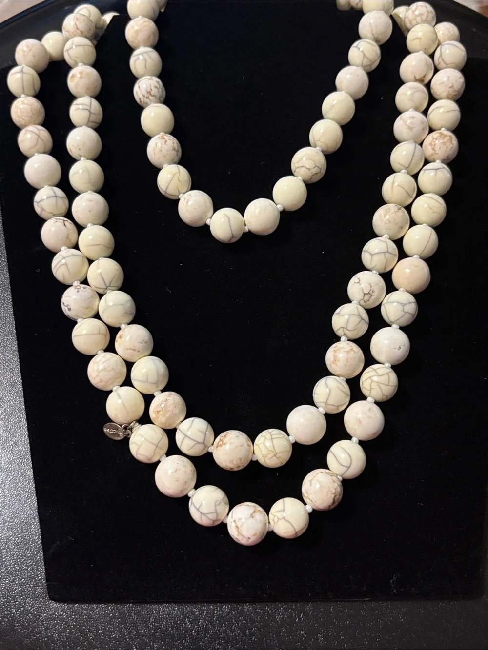 Chico's Cream Howlite-Style‎ Beaded Necklace